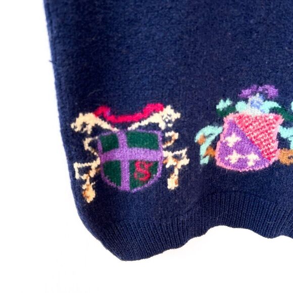 Vintage Wool Navy Blue Crest Wool Sweater Vest - Picture 3 of 7